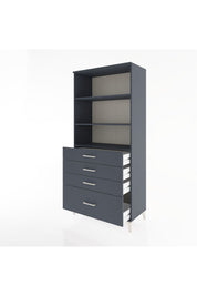 Hyperion Dolap 3 Raflı 4 Çekmeceli 88x44x195 Antrasit-Antrasit