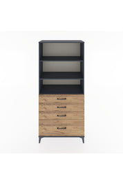 Hyperion Dolap 3 Raflı 4 Çekmeceli 88x44x195 Antrasit-Çam