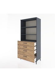 Hyperion Dolap 3 Raflı 4 Çekmeceli 88x44x195 Antrasit-Çam