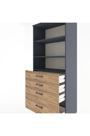 Hyperion Dolap 3 Raflı 4 Çekmeceli 88x44x195 Antrasit-Çam