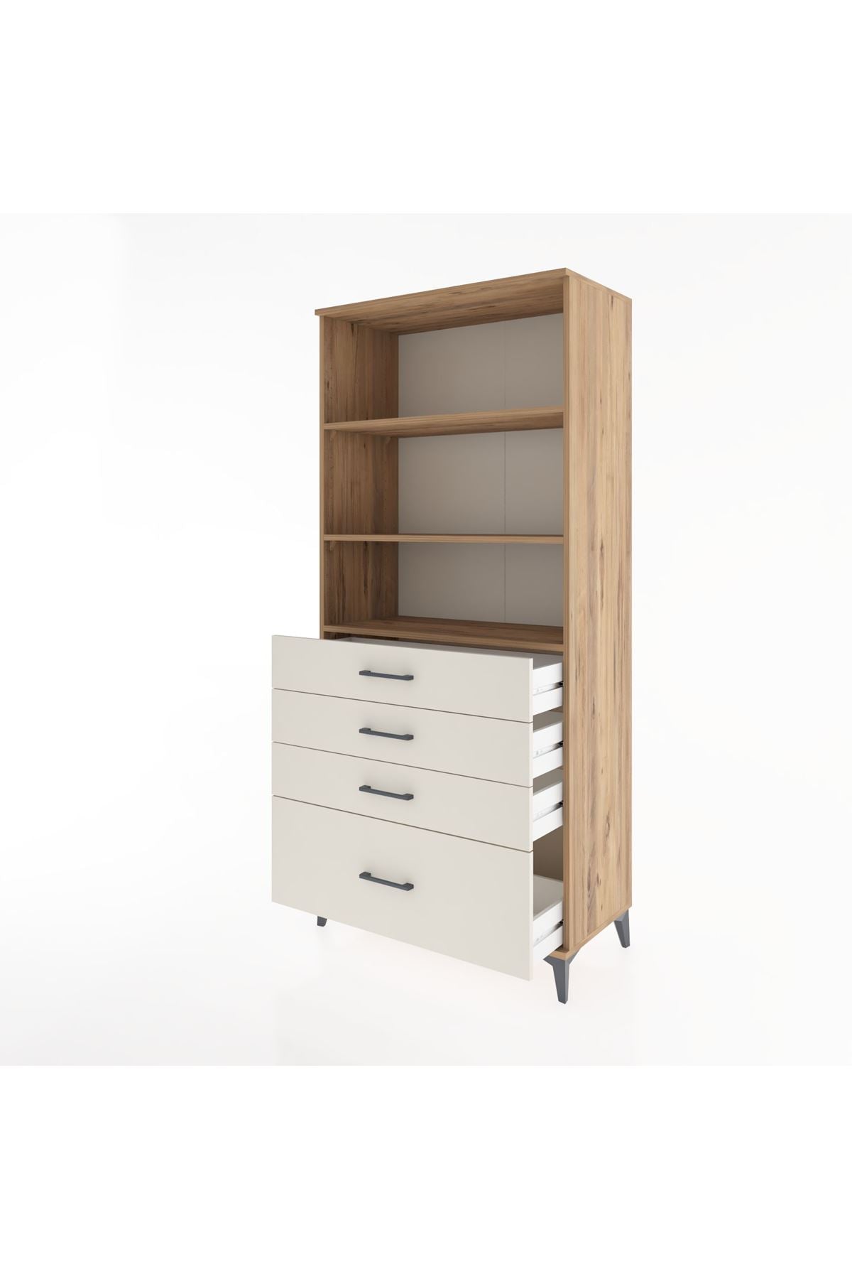 Hyperion Dolap 3 Raflı 4 Çekmeceli 88x44x195 Çam-Aytaşı