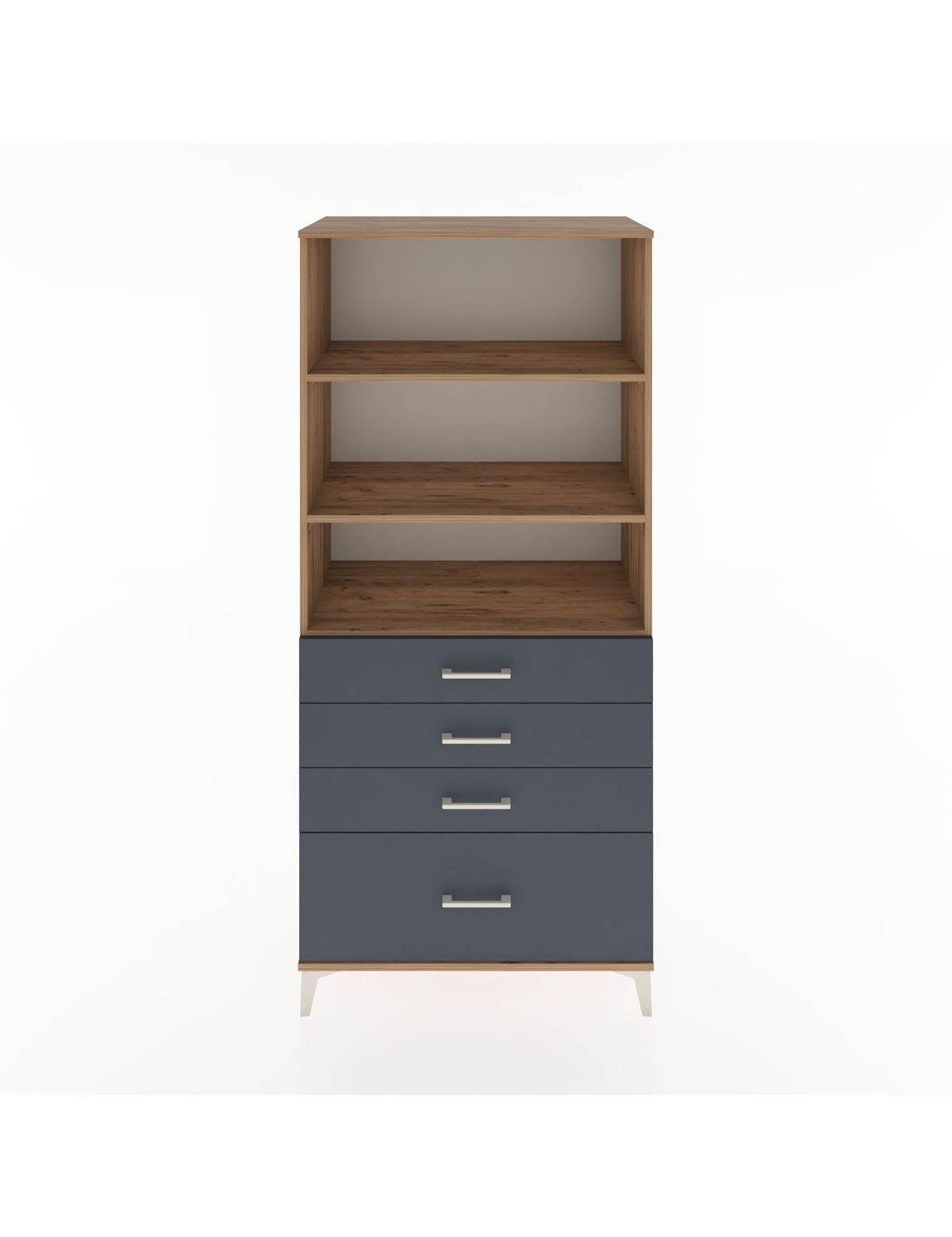 Hyperion Dolap 3 Raflı 4 Çekmeceli 88x44x195 Çam-Antrasit