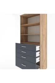 Hyperion Dolap 3 Raflı 4 Çekmeceli 88x44x195 Çam-Antrasit