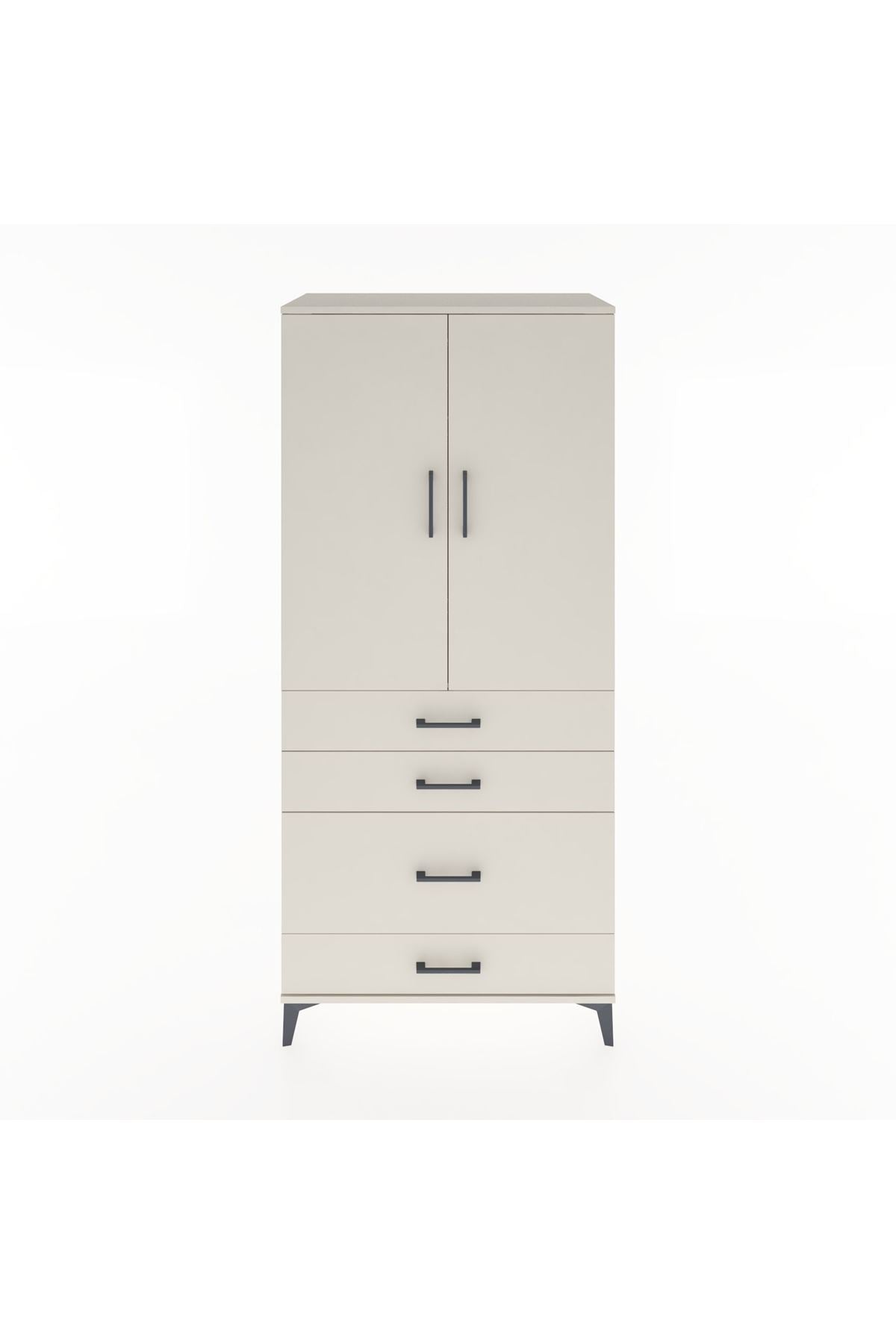 Hyperion Dolap Tek Raflı 4 Çekmeceli Tek Askılı 88x44x195 Aytaşı-Aytaşı