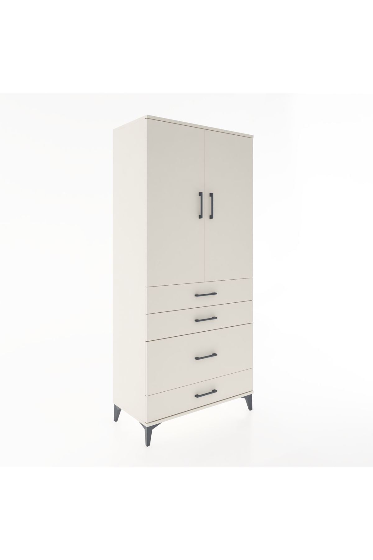 Hyperion Dolap Tek Raflı 4 Çekmeceli Tek Askılı 88x44x195 Aytaşı-Aytaşı