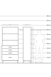 Hyperion Dolap 3 Raflı 4 Çekmeceli 88x44x195 Çam-Çam