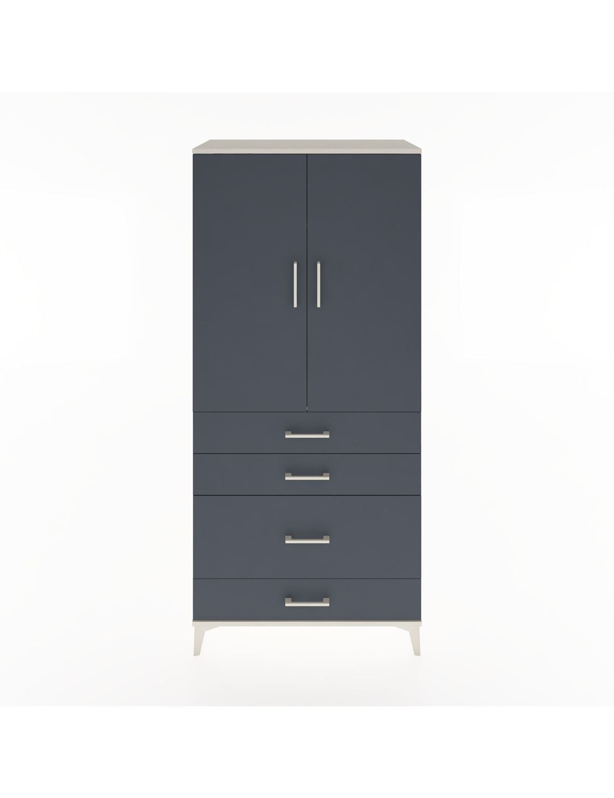 Hyperion Dolap Tek Raflı 4 Çekmeceli Tek Askılı 88x44x195 Aytaşı-Antrasit