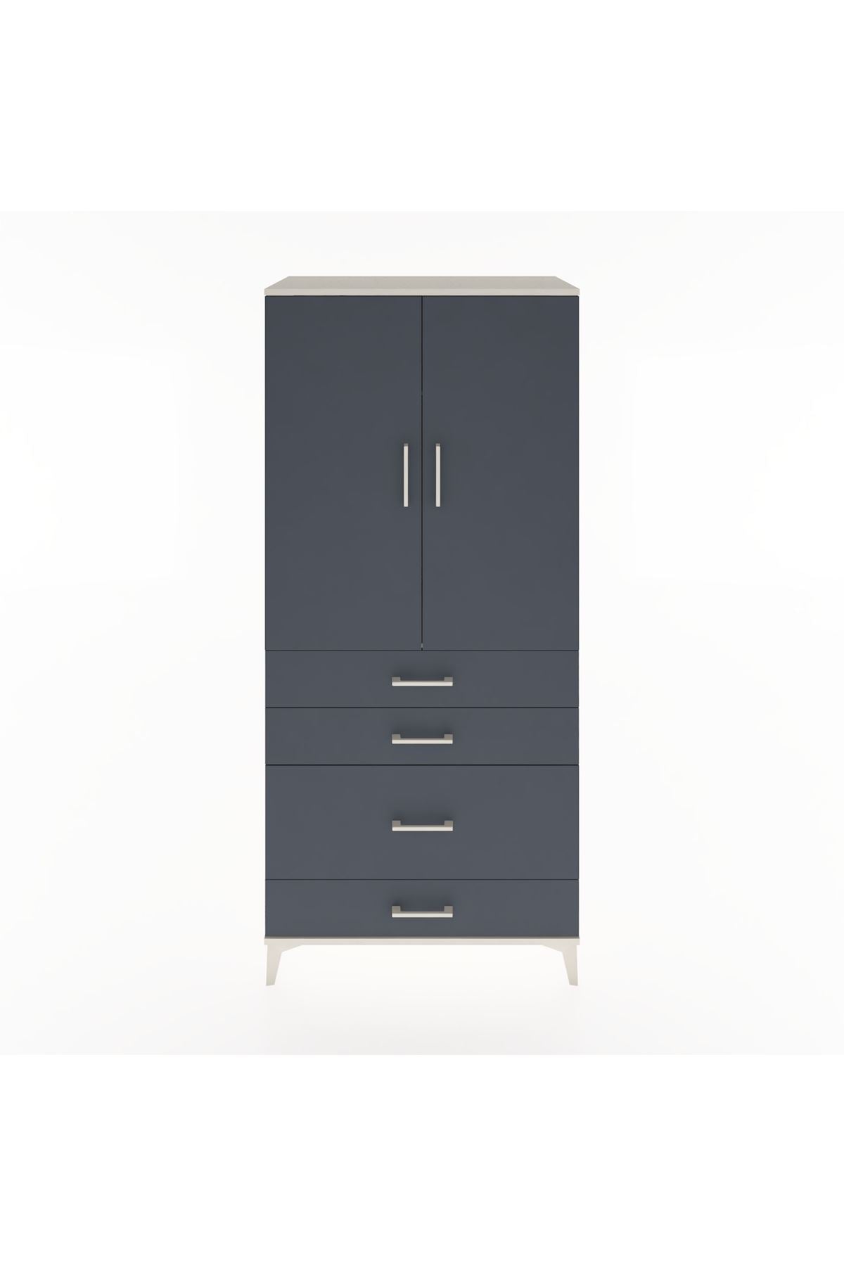 Hyperion Dolap Tek Raflı 4 Çekmeceli Tek Askılı 88x44x195 Aytaşı-Antrasit