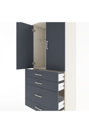 Hyperion Dolap Tek Raflı 4 Çekmeceli Tek Askılı 88x44x195 Aytaşı-Antrasit