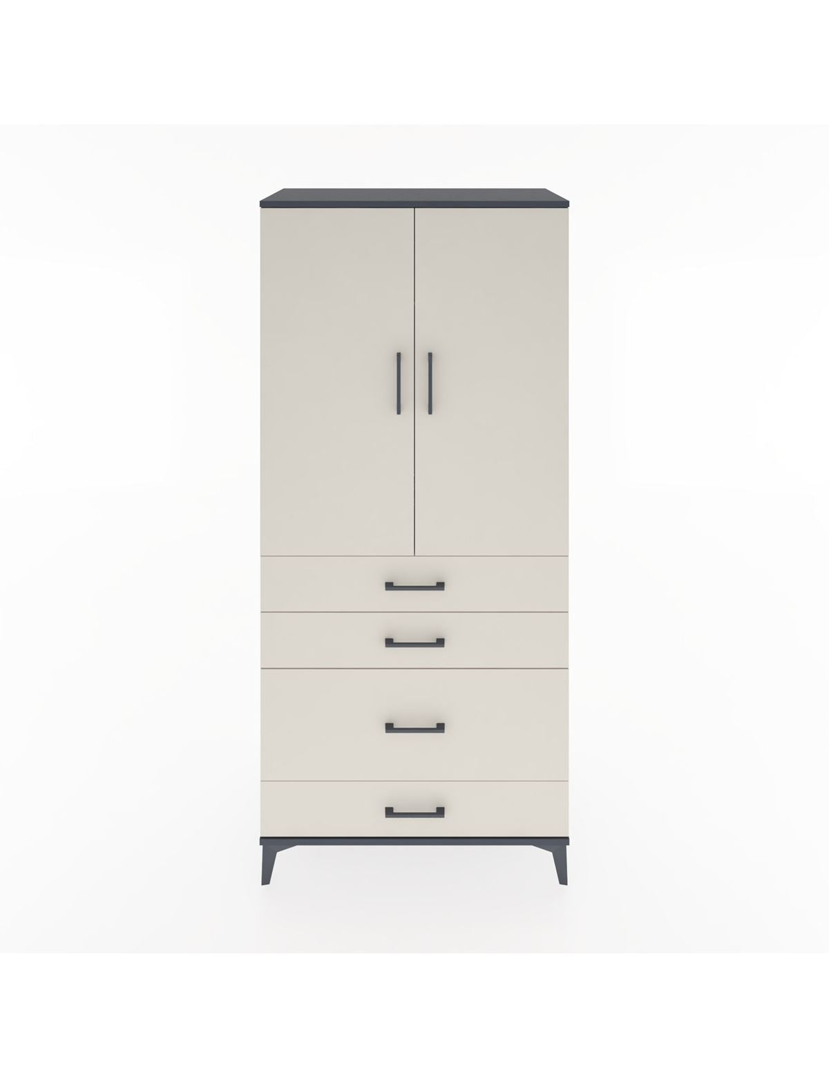 Hyperion Dolap Tek Raflı 4 Çekmeceli Tek Askılı 88x44x195 Antrasit-Aytaşı