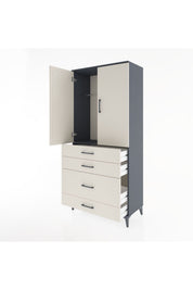 Hyperion Dolap Tek Raflı 4 Çekmeceli Tek Askılı 88x44x195 Antrasit-Aytaşı