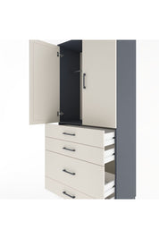 Hyperion Dolap Tek Raflı 4 Çekmeceli Tek Askılı 88x44x195 Antrasit-Aytaşı