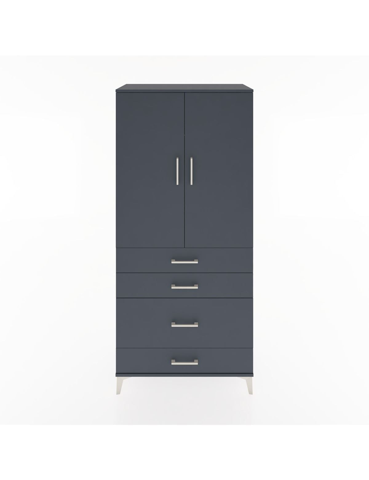 Hyperion Dolap Tek Raflı 4 Çekmeceli Tek Askılı 88x44x195 Antrasit-Antrasit