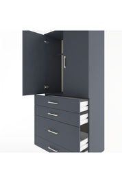 Hyperion Dolap Tek Raflı 4 Çekmeceli Tek Askılı 88x44x195 Antrasit-Antrasit