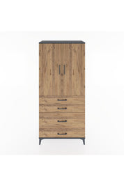 Hyperion Dolap Tek Raflı 4 Çekmeceli Tek Askılı 88x44x195 Antrasit-Çam