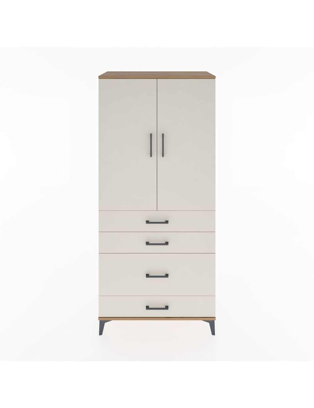 Hyperion Dolap Tek Raflı 4 Çekmeceli Tek Askılı 88x44x195 Çam-Aytaşı