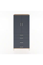 Hyperion Dolap Tek Raflı 4 Çekmeceli Tek Askılı 88x44x195 Çam-Antrasit