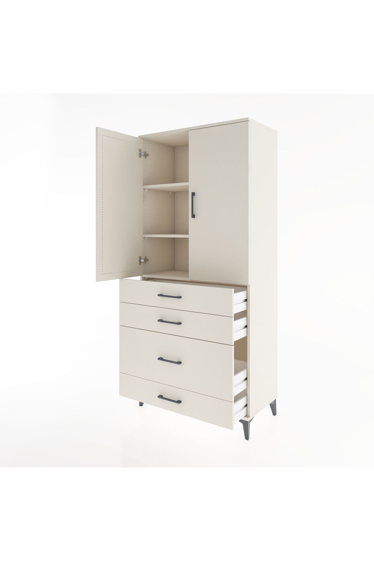 Hyperion Dolap 3 Raflı 4 Çekmeceli 2 Kapaklı 88x44x195 Aytaşı-Aytaşı