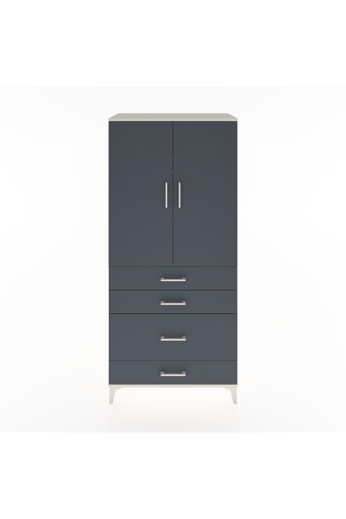 Hyperion Dolap 3 Raflı 4 Çekmeceli 2 Kapaklı 88x44x195 Aytaşı-Antrasit