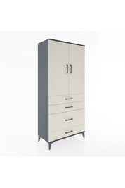 Hyperion Dolap 3 Raflı 4 Çekmeceli 2 Kapaklı 88x44x195 Antrasit-Aytaşı