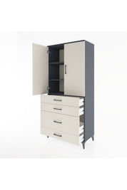 Hyperion Dolap 3 Raflı 4 Çekmeceli 2 Kapaklı 88x44x195 Antrasit-Aytaşı