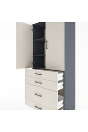 Hyperion Dolap 3 Raflı 4 Çekmeceli 2 Kapaklı 88x44x195 Antrasit-Aytaşı