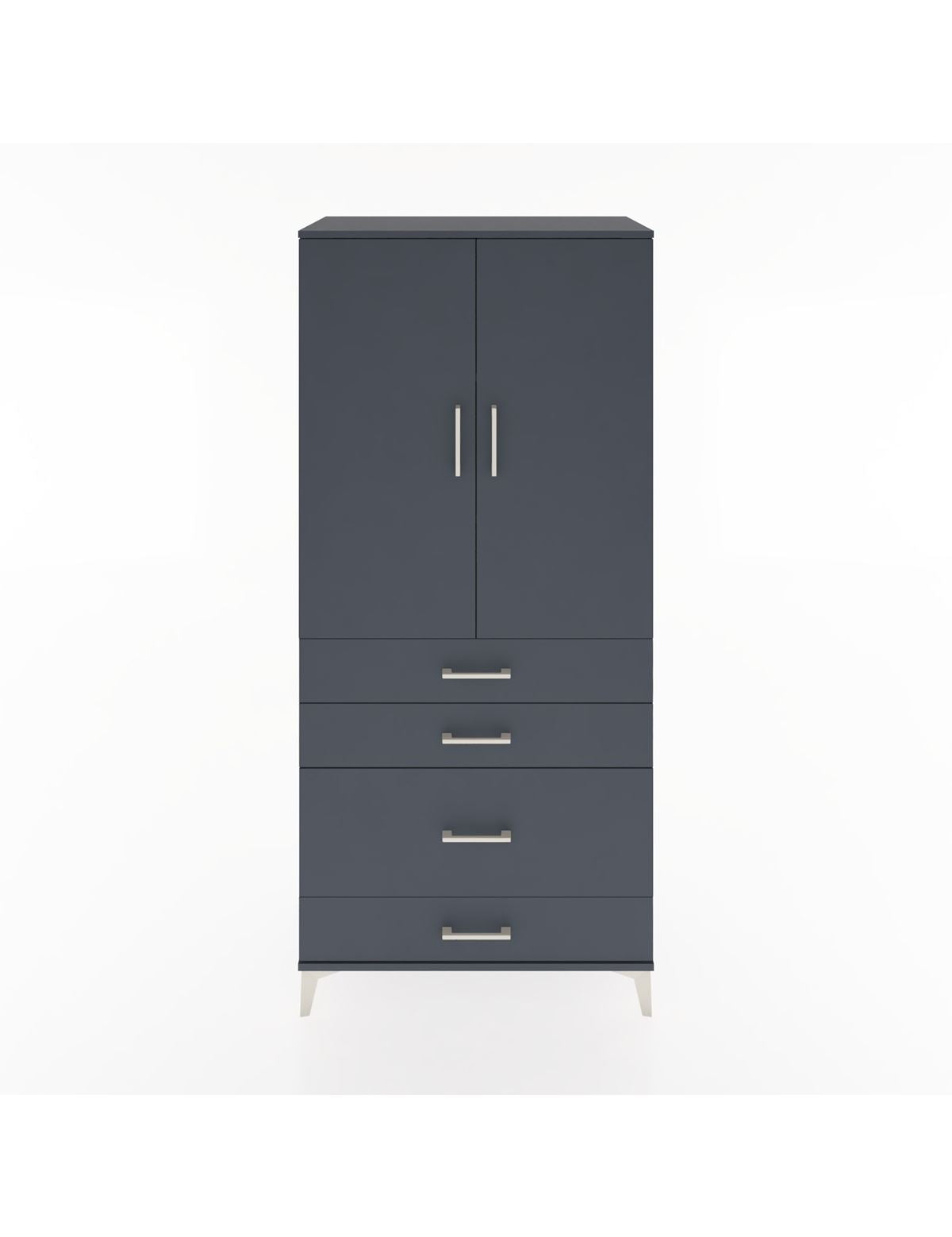 Hyperion Dolap 3 Raflı 4 Çekmeceli 2 Kapaklı 88x44x195 Antrasit-Antrasit