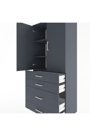 Hyperion Dolap 3 Raflı 4 Çekmeceli 2 Kapaklı 88x44x195 Antrasit-Antrasit