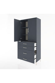 Hyperion Dolap 3 Raflı 4 Çekmeceli 2 Kapaklı 88x44x195 Antrasit-Antrasit