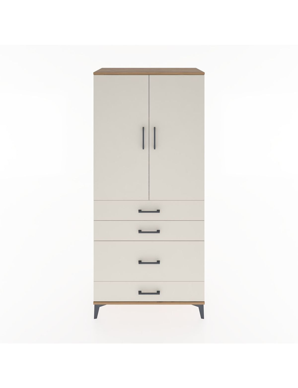 Hyperion Dolap 3 Raflı 4 Çekmeceli 2 Kapaklı 88x44x195 Çam-Aytaşı