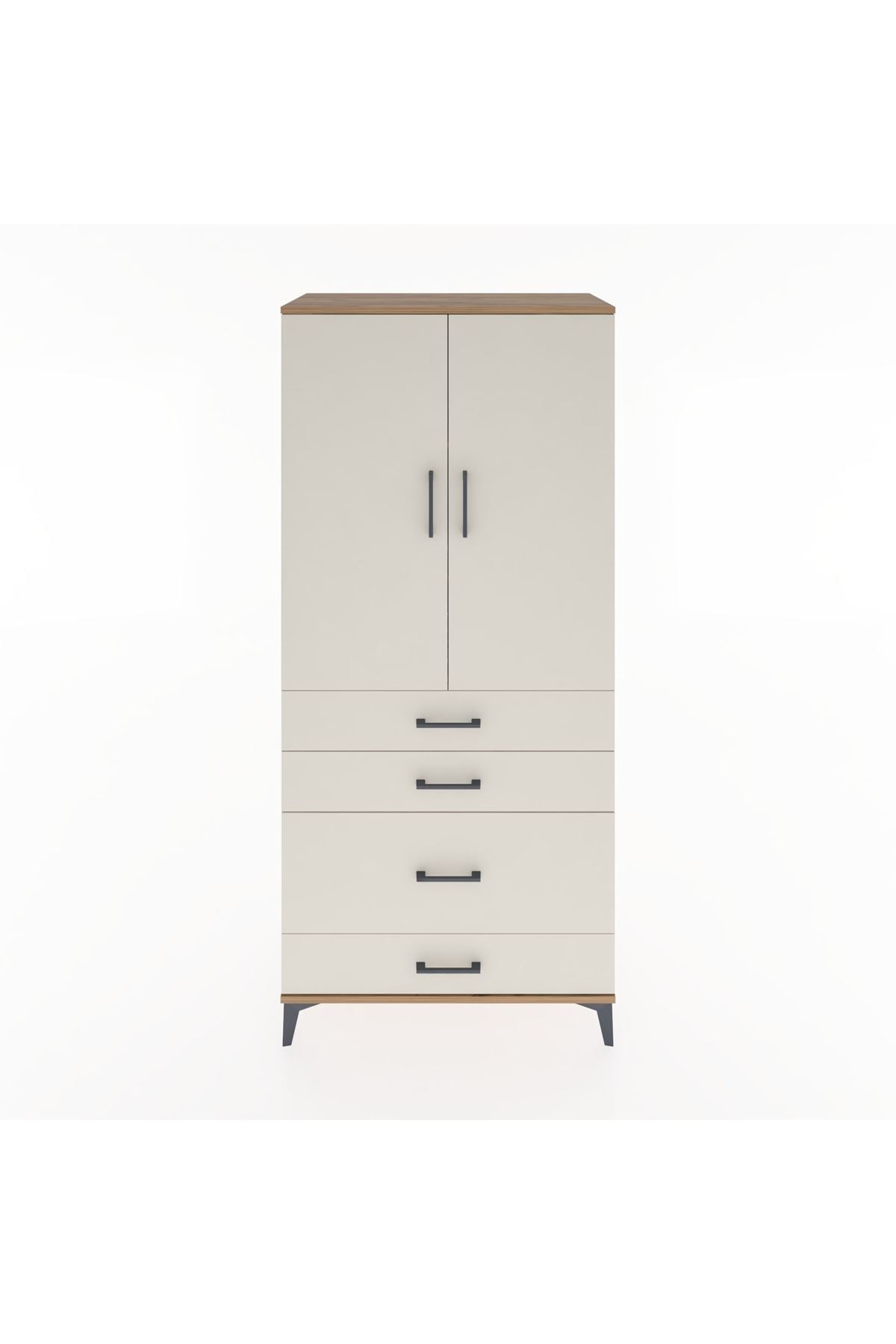 Hyperion Dolap 3 Raflı 4 Çekmeceli 2 Kapaklı 88x44x195 Çam-Aytaşı