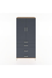 Hyperion Dolap 3 Raflı 4 Çekmeceli 2 Kapaklı 88x44x195 Çam-Antrasit