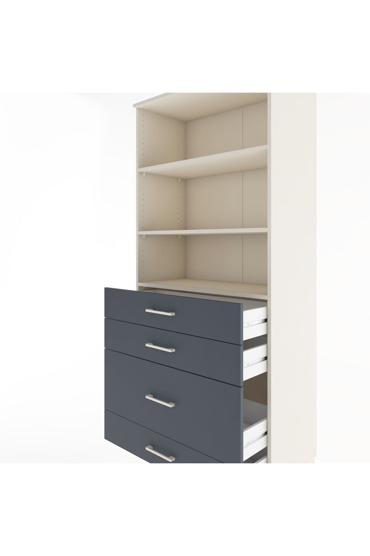 Hyperion Dolap 3 Raflı 4 Çekmeceli 88x44x195 Aytaşı-Antrasit