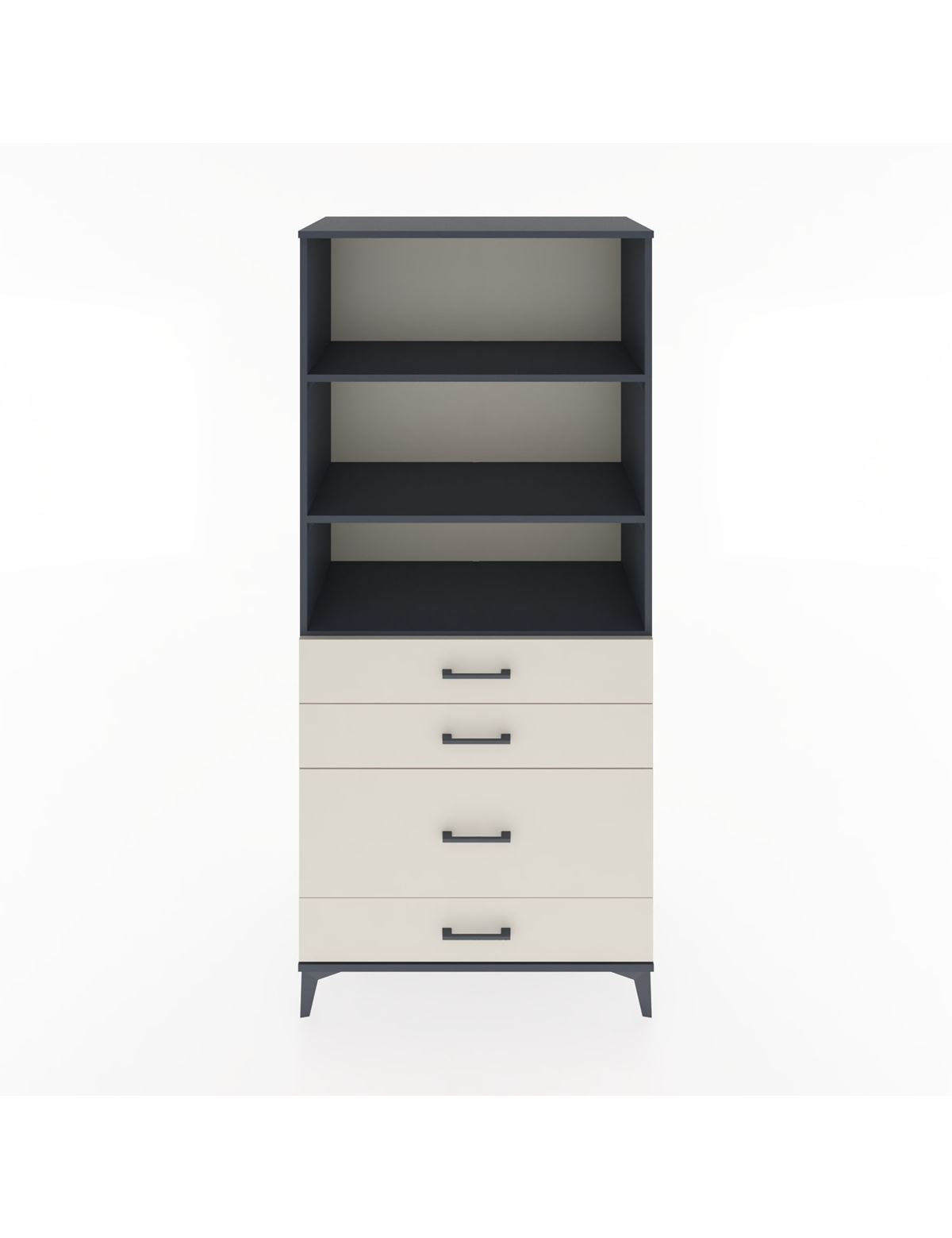 Hyperion Dolap 3 Raflı 4 Çekmeceli 88x44x195 Antrasit-Aytaşı