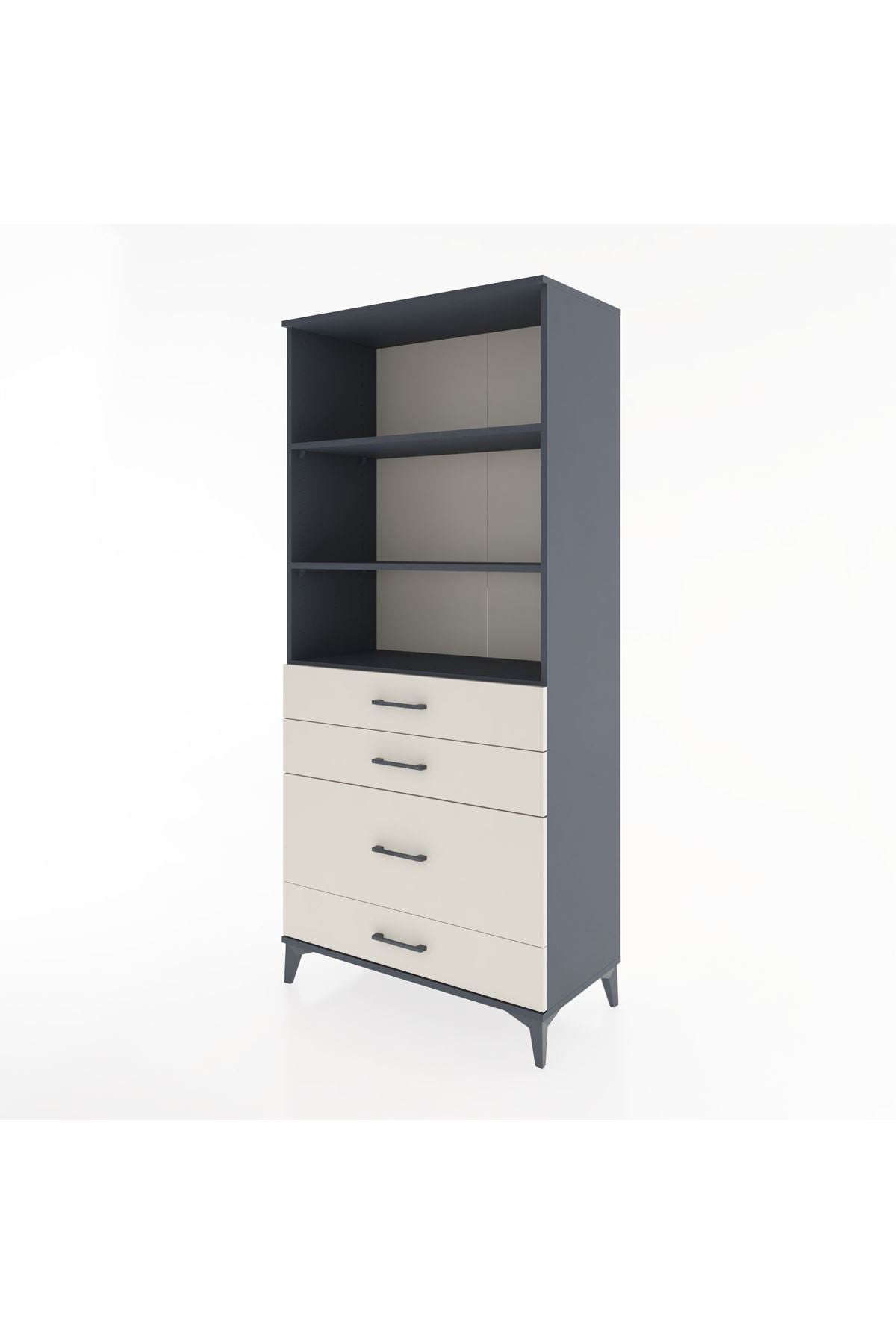 Hyperion Dolap 3 Raflı 4 Çekmeceli 88x44x195 Antrasit-Aytaşı