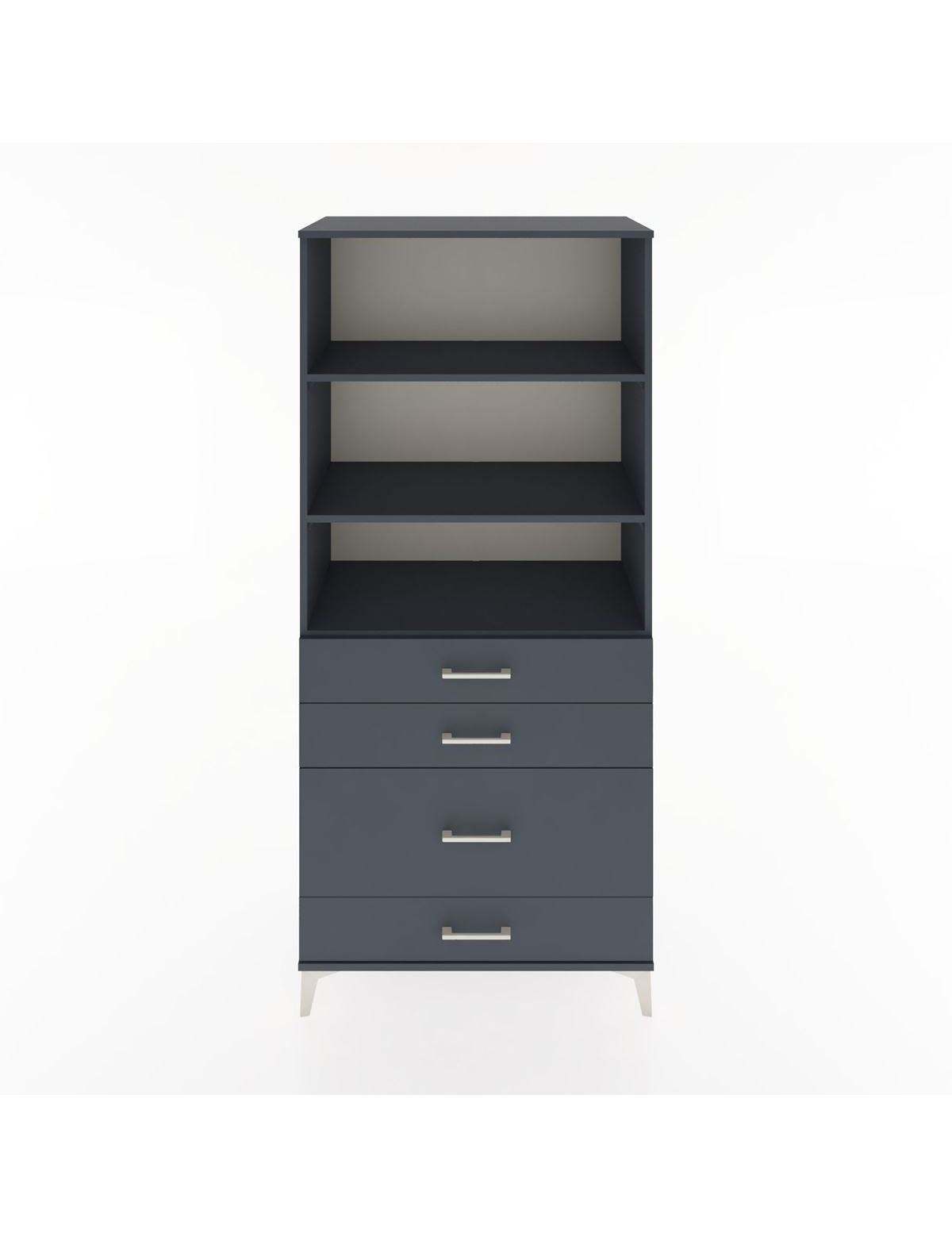 Hyperion Dolap 3 Raflı 4 Çekmeceli 88x44x195 Antrasit-Antrasit