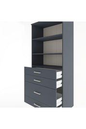 Hyperion Dolap 3 Raflı 4 Çekmeceli 88x44x195 Antrasit-Antrasit