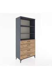 Hyperion Dolap 3 Raflı 4 Çekmeceli 88x44x195 Antrasit-Çam