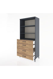 Hyperion Dolap 3 Raflı 4 Çekmeceli 88x44x195 Antrasit-Çam