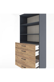 Hyperion Dolap 3 Raflı 4 Çekmeceli 88x44x195 Antrasit-Çam