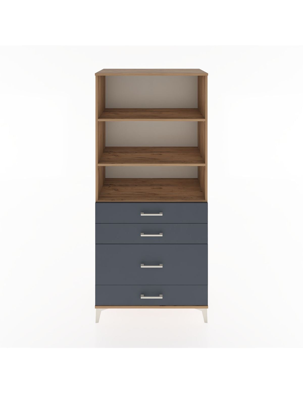 Hyperion Dolap 3 Raflı 4 Çekmeceli 88x44x195 Çam-Antrasit