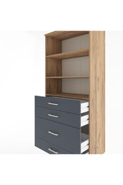 Hyperion Dolap 3 Raflı 4 Çekmeceli 88x44x195 Çam-Antrasit