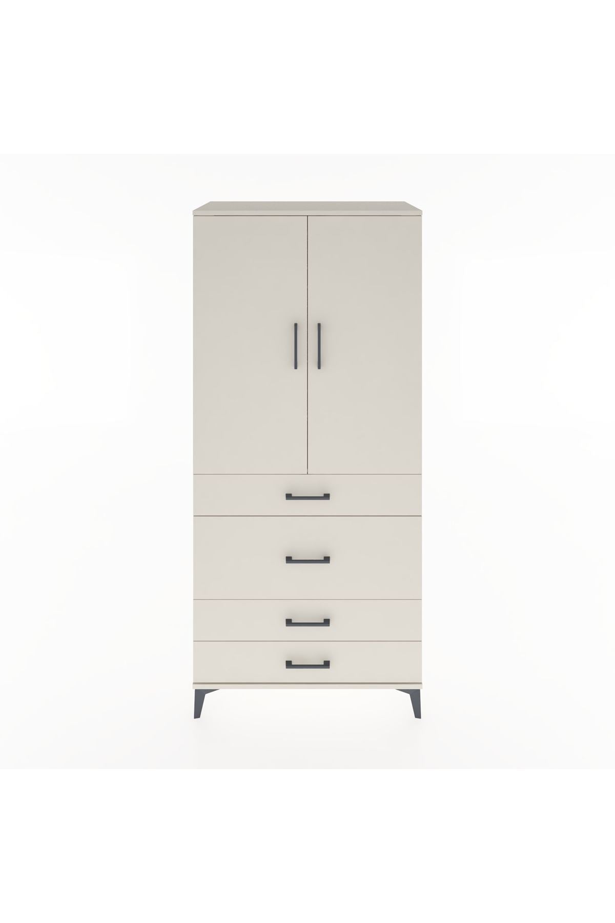 Hyperion Dolap Tek Raflı 4 Çekmeceli Tek Askılı 88x44x195 Aytaşı-Aytaşı