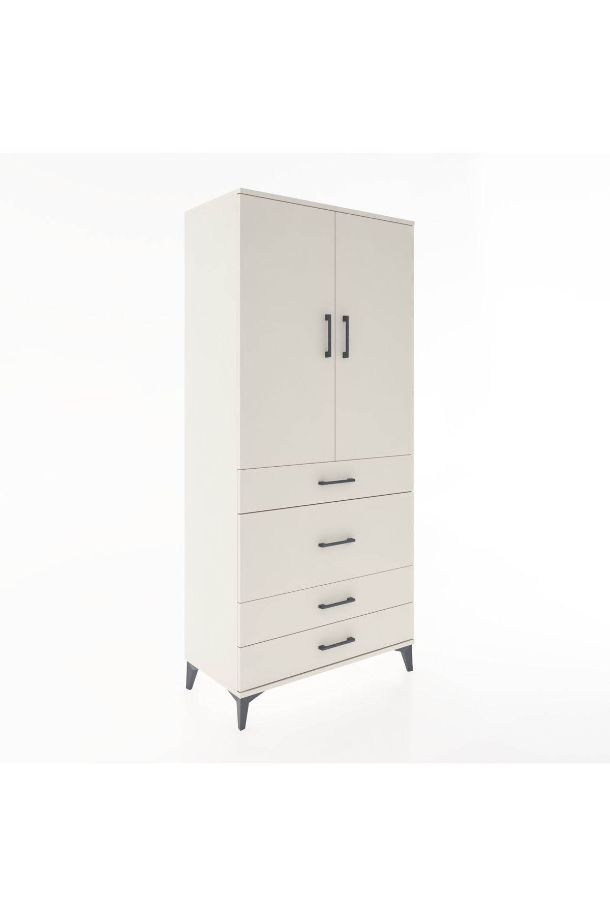 Hyperion Dolap Tek Raflı 4 Çekmeceli Tek Askılı 88x44x195 Aytaşı-Aytaşı