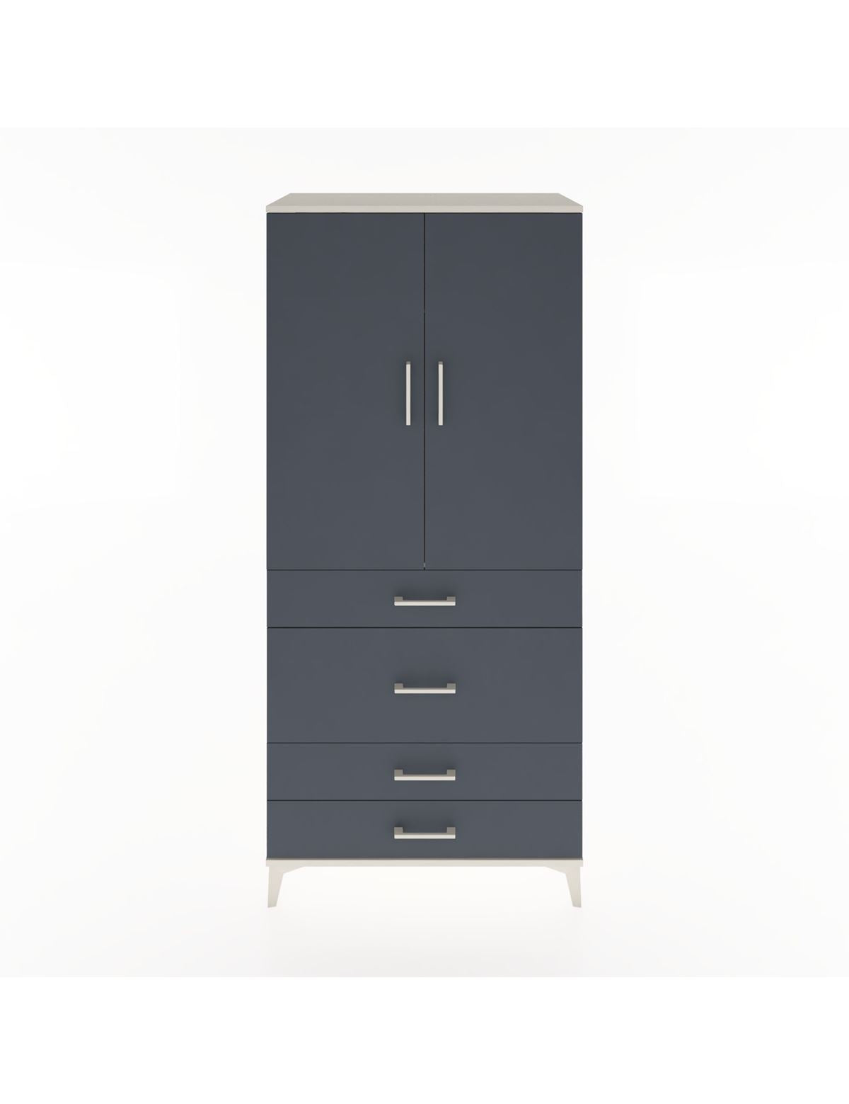 Hyperion Dolap Tek Raflı 4 Çekmeceli Tek Askılı 88x44x195 Aytaşı-Antrasit