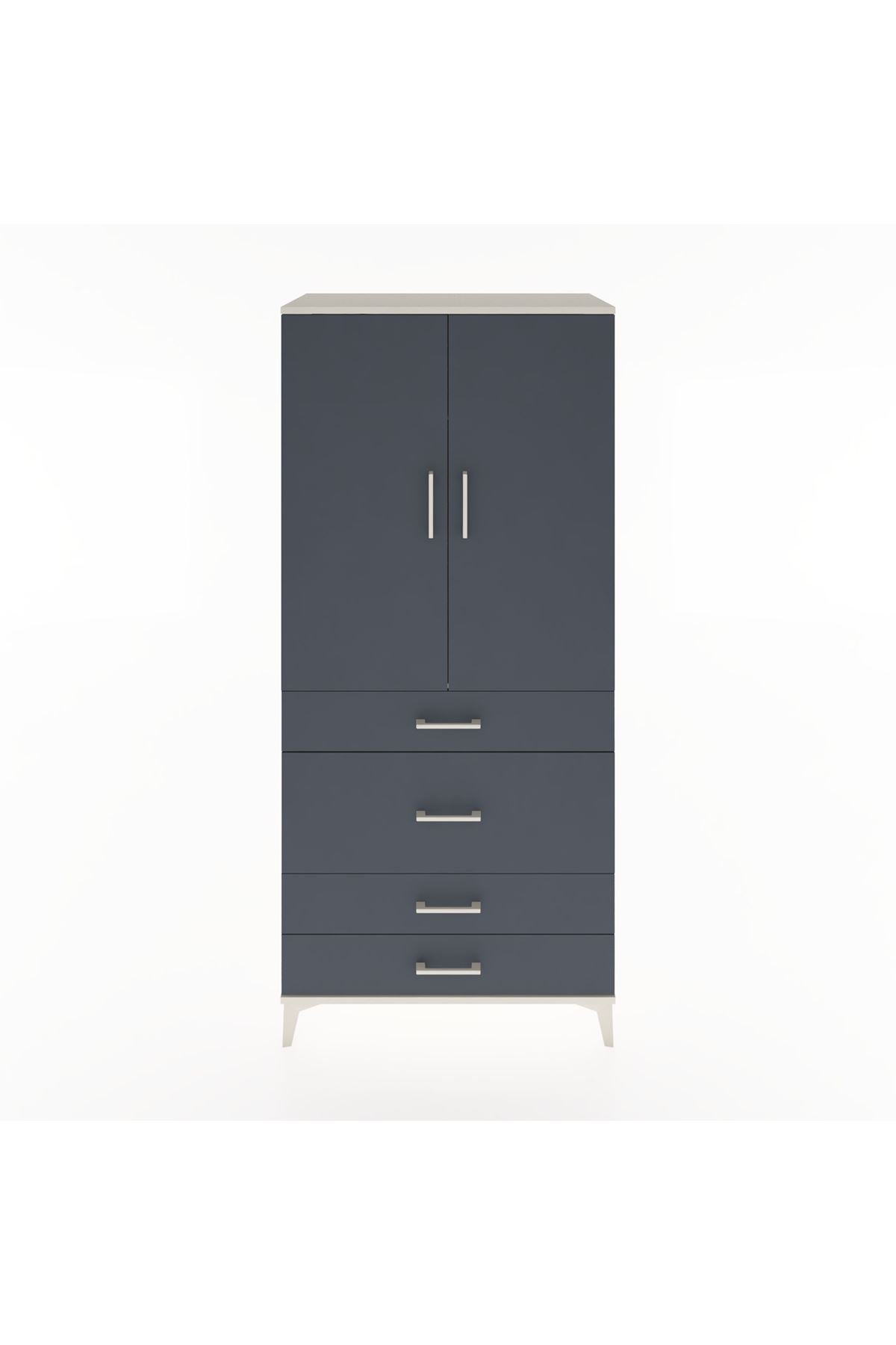 Hyperion Dolap Tek Raflı 4 Çekmeceli Tek Askılı 88x44x195 Aytaşı-Antrasit