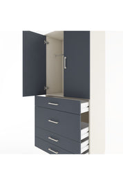 Hyperion Dolap Tek Raflı 4 Çekmeceli Tek Askılı 88x44x195 Aytaşı-Antrasit