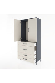 Hyperion Dolap Tek Raflı 4 Çekmeceli Tek Askılı 88x44x195 Antrasit-Aytaşı