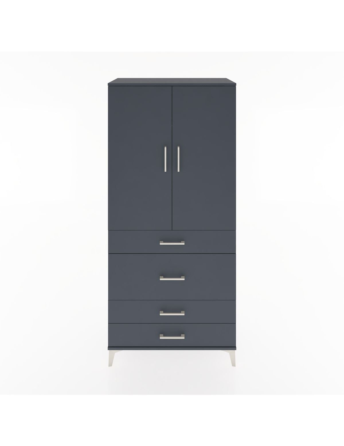 Hyperion Dolap Tek Raflı 4 Çekmeceli Tek Askılı 88x44x195 Antrasit-Antrasit