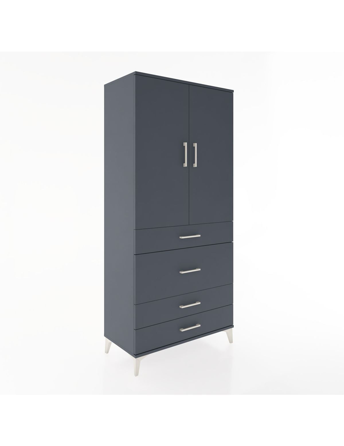 Hyperion Dolap Tek Raflı 4 Çekmeceli Tek Askılı 88x44x195 Antrasit-Antrasit